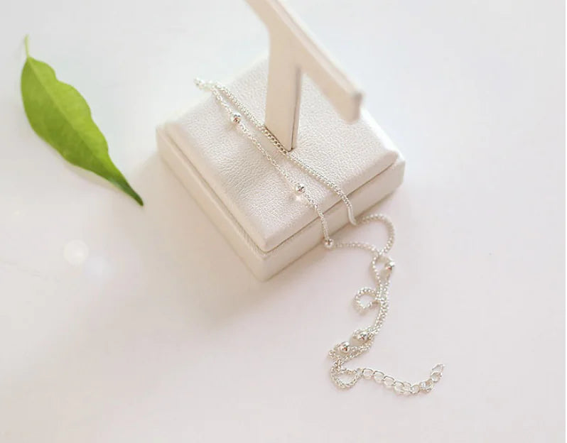Handmade 925 Silver Double Layer Beaded Bracelet