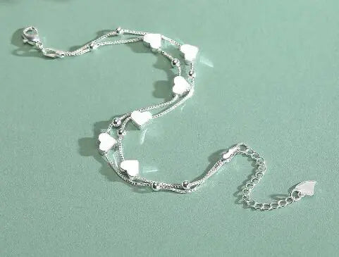 925 Silver Double-layer Heart Bracelet for Women (One)