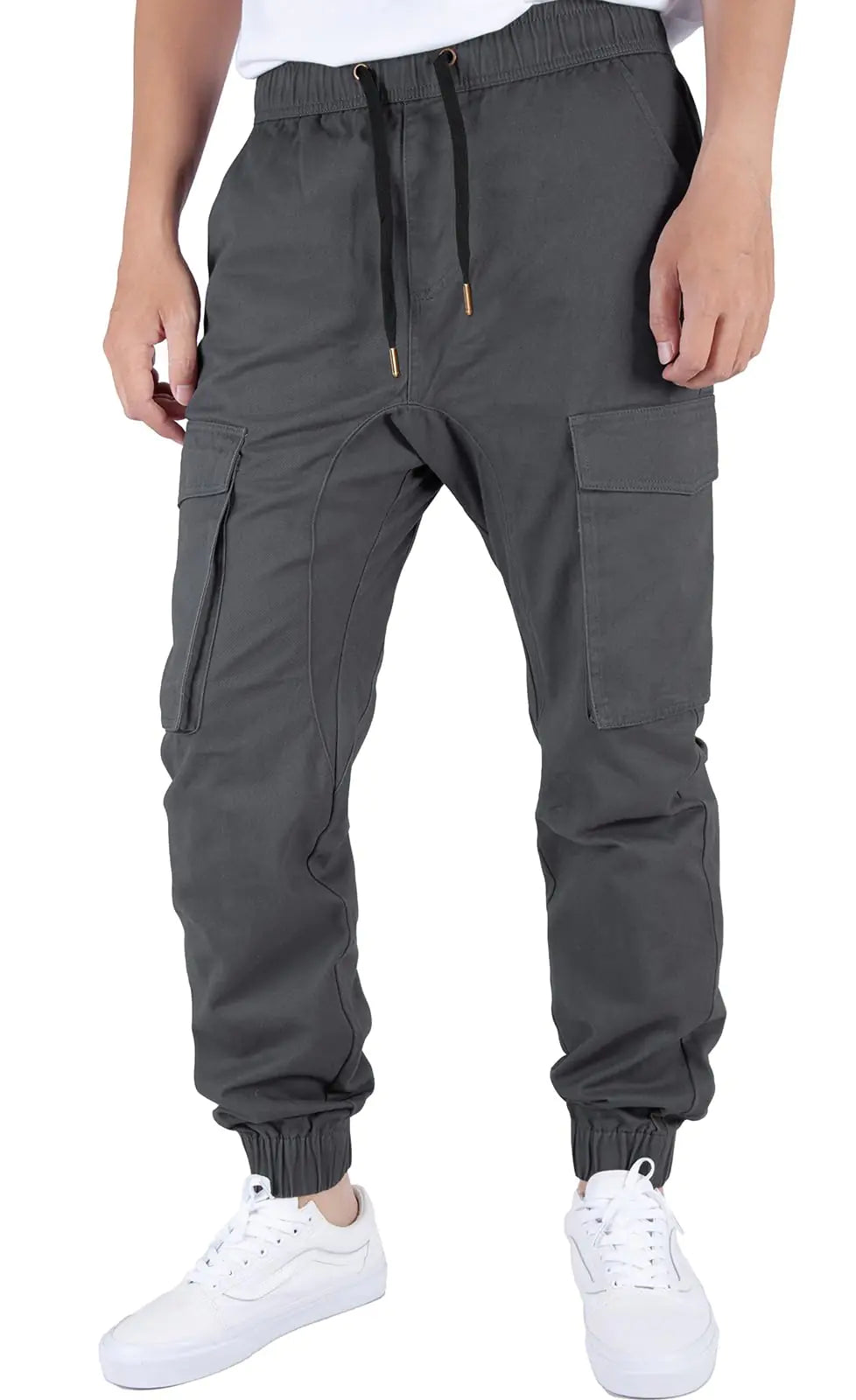 ITALYMORN Jogger Cargo Charcoal Pants for Men Elastic Waist (XS Dark Grey)