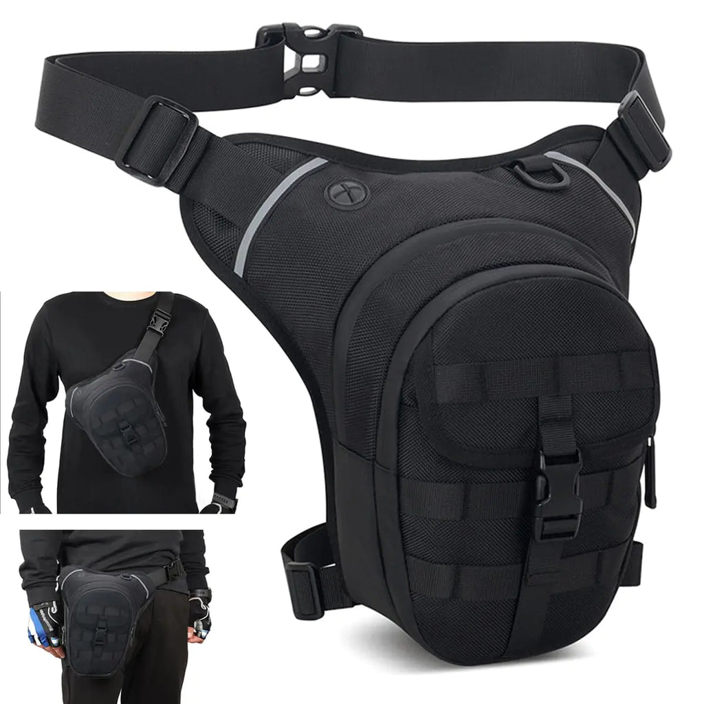 ADRUOX Hip Bag Leg Bag Motorcycle Leg Bag Thigh Bag With Leg Strap Drop Leg Bag for Motorcycle Bicycle Horse Riding Hiking Camping Fishing Hunting Outdoor Travel (black)